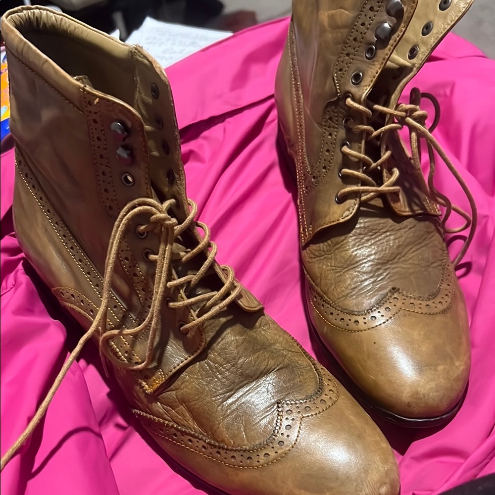 Bronx Tan Leather Brogue Boots
